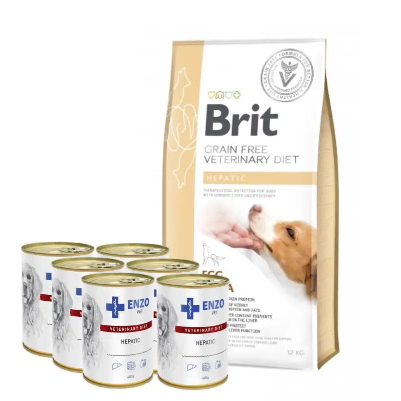 Top Prodej Brit gf veterinary diets dog Hepatic 12 kg + ENZO VET Hepatic 6 x 400 g