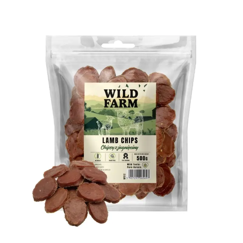 Nízká Cena WILD FARM Jehněčí chipsy 500g pamlsky pro psy