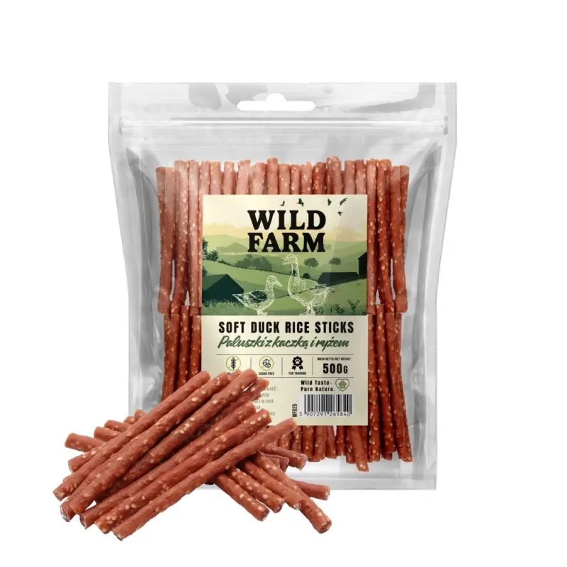 WILD FARM tyčinky pro psy s kachnou a rýží 500g Akce