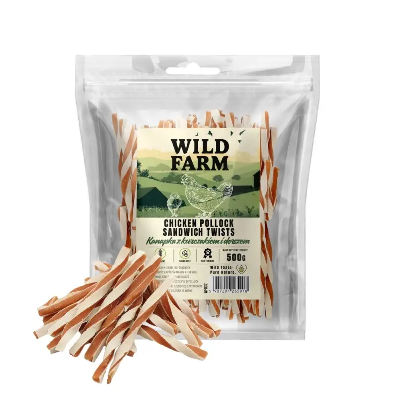 WILD FARM sendvič s kuřecím masem a treskou 500g pamlsky pro psy Sezónní Sleva