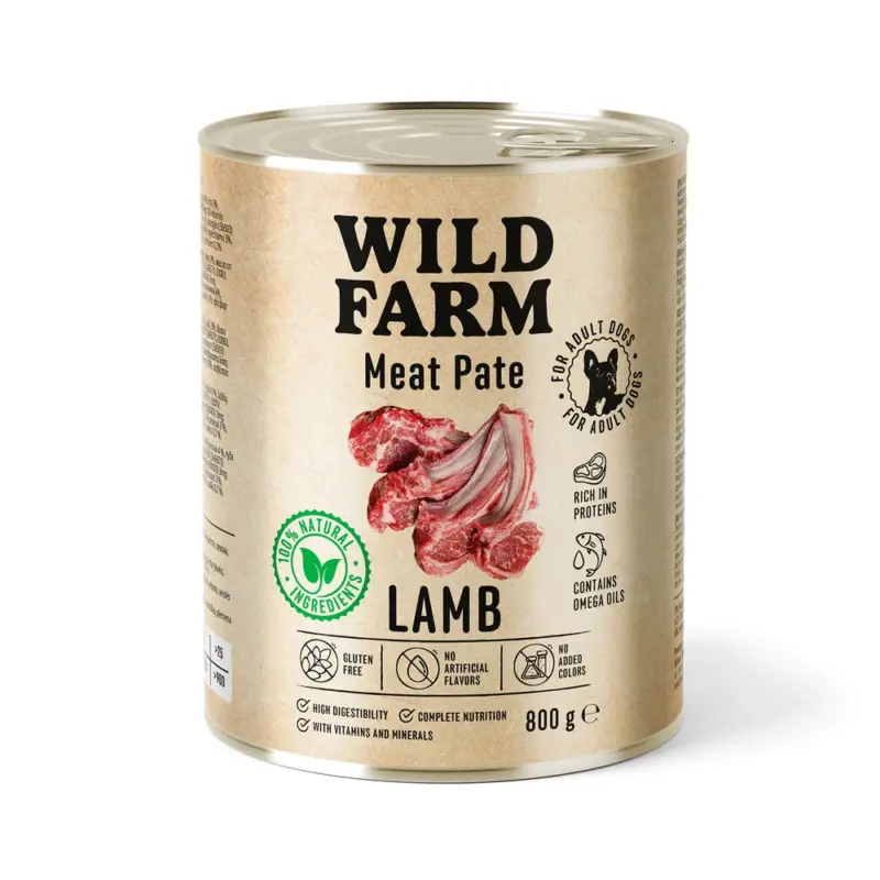 WILD FARM Pate Lamb 800g bezlepkové krmivo pro psy Sezónní Sleva