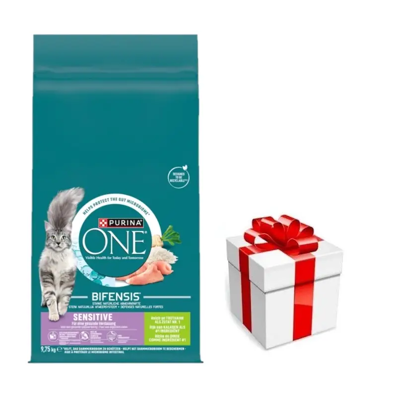 Purina One Sesitive Krůtí maso a rýže Krmivo pro dospělé kočky 9,75 kg + překvapení pro kočku ZDARMA Ihned K Objednání