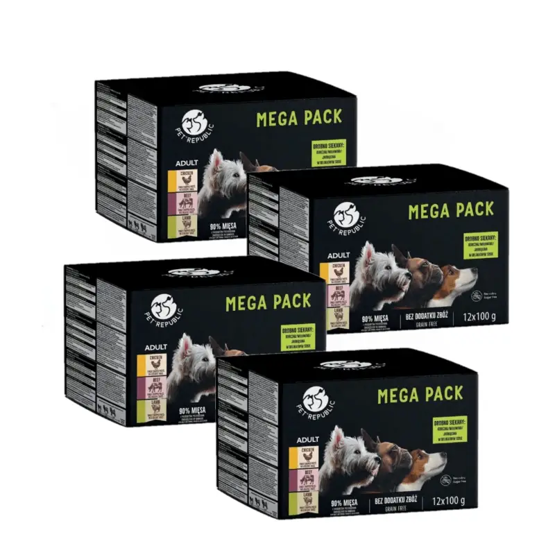 Pet Republic mokré krmivo pro psy malých plemen v jemné omáčce MIX 3 příchutě 48x100g Nejlepší Volba