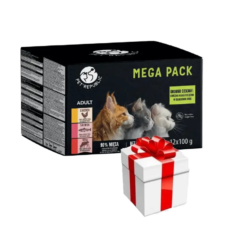 Cenový Hit PetRepublic mokré krmivo pro kočky v jemné omáčce MIX 3 příchutě 12x100g + překvapení pro kočku ZDARMA