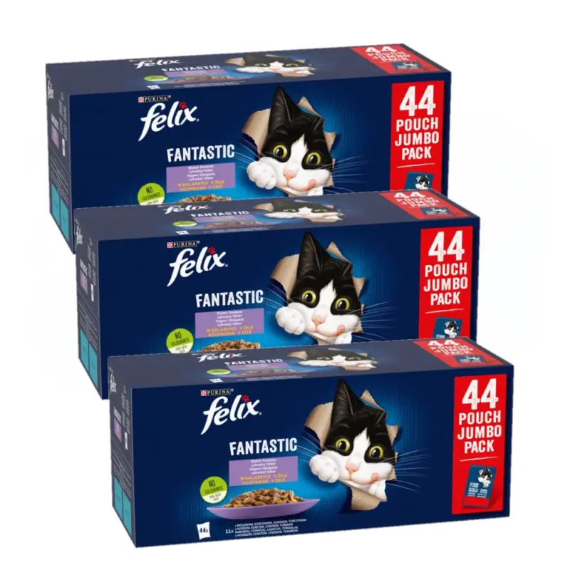 Felix Fantastic s hovězím kuřetem lososem a tuňákem v želé 132x85g Aktuální