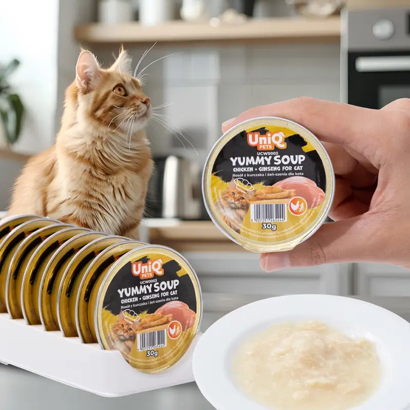 Originální UNIQ PETS MOKRÉ KRMIVO PRO KOČKY ROYAL CHICKEN kuřecí vývar a ženšen 30g x 8ks