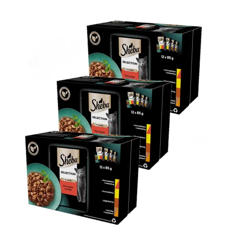 Horká Nabídka Sheba Selection in Sauce kuře hovězí jehně kachna krůta 36 x 85 g