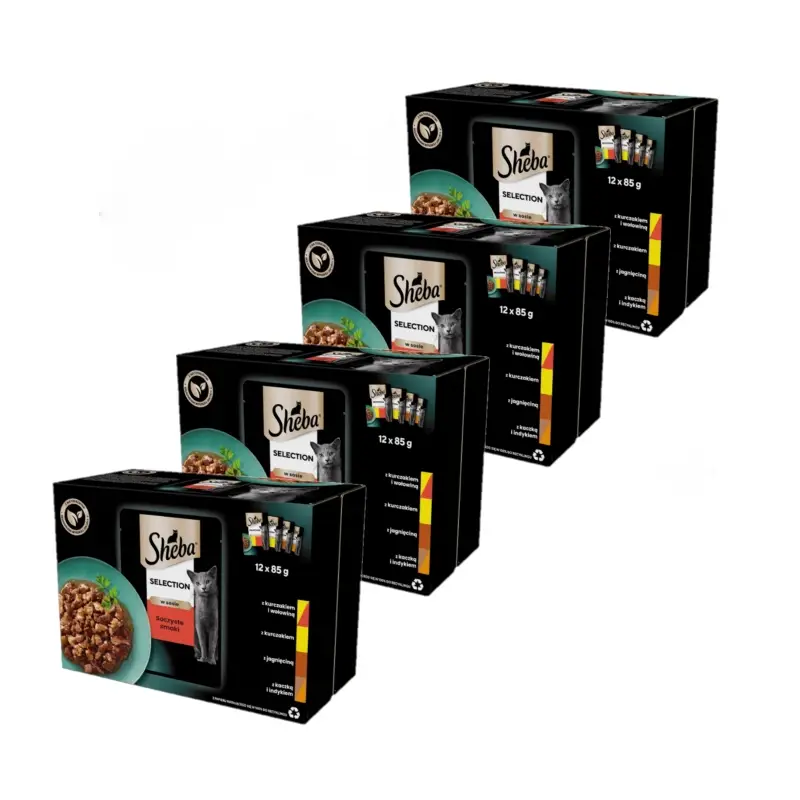 Novinka Sheba Selection in Sauce kuře hovězí jehně kachna krůta 48 x 85 g