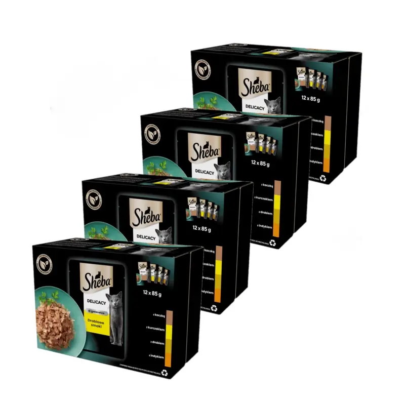 Finální Výprodej Sheba Select Slices in jelle drůbeží 48 x 85 g kapsa kuře, krůta, kachna, drůbe SLEVA