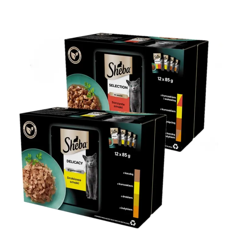 SHEBAmokré krmivo pro kočky v želé a omáčce Mix chutí 24x85g Nízká Cena
