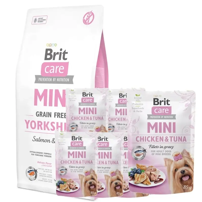 BRIT CARE Mini Grain-Free Yorkshire 400 g + Brit Care Mini Chicken & Tune 10 x 85 g Vysoce Kvalitní