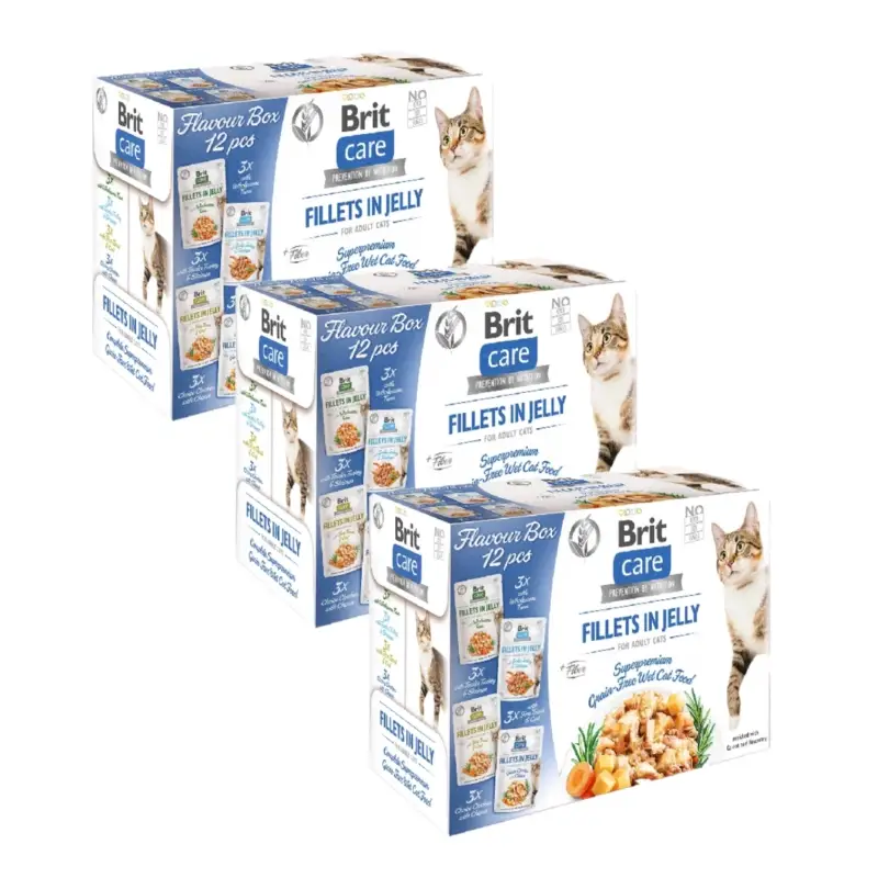 Vrácení Zdarma BRIT CARE Kočičí filety v želé mix 36x85g