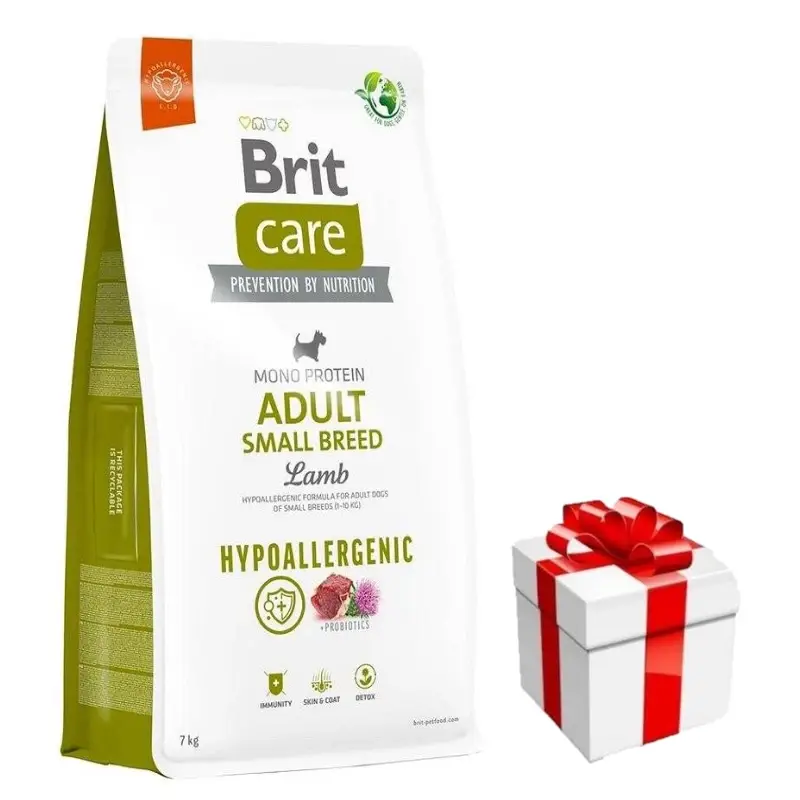 Nová Kolekce BRIT CARE Dog Hypoallergenic Adult Small Breed Lamb 7kg + překvapení pro psa ZDARMA