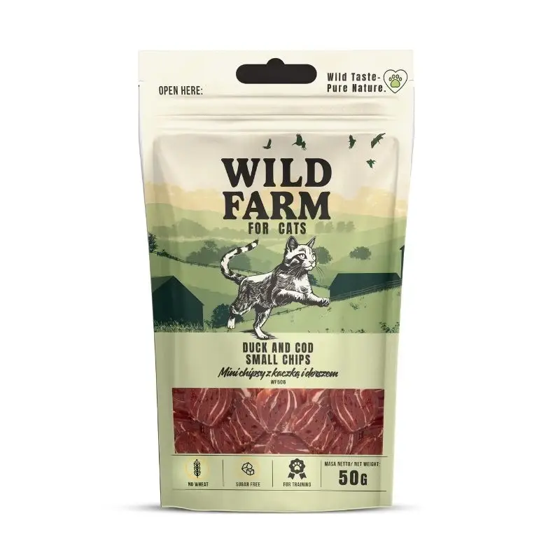 Odeslání Ihned WILD FARM Chipsy s kachnou a treskou 50 g pamlsek pro kočky