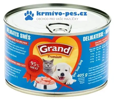 GRAND konz. kočka, štěně Delikates mas. směs 405g Vrácení Zdarma