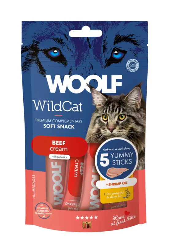 Dokud Zásoby Vydrží WOOLF WildCat Cream Functional Beef 5x14g