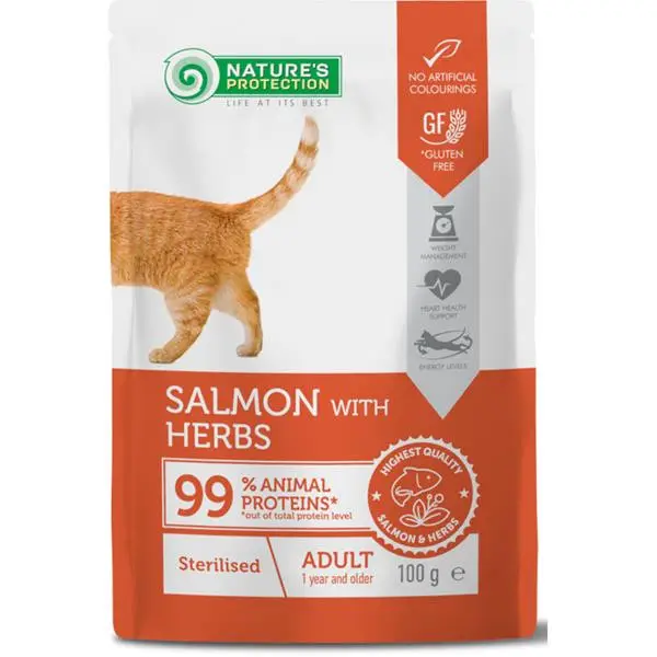 Nature's Protection Cat kapsička Sterilised Salmon and Herbs 100g Nízká Cena