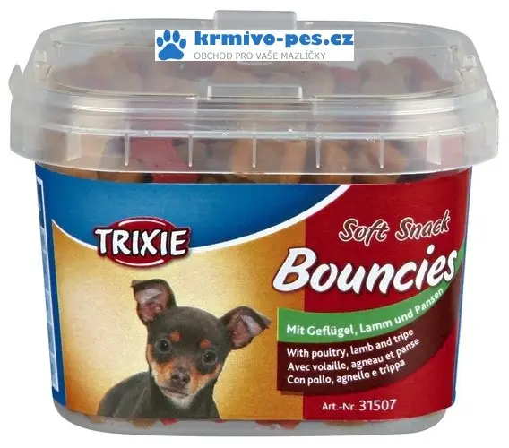 Horká Nabídka Trixie BOUNCIES mini kostičky kuře/jehněčí/dršťky 140g TR