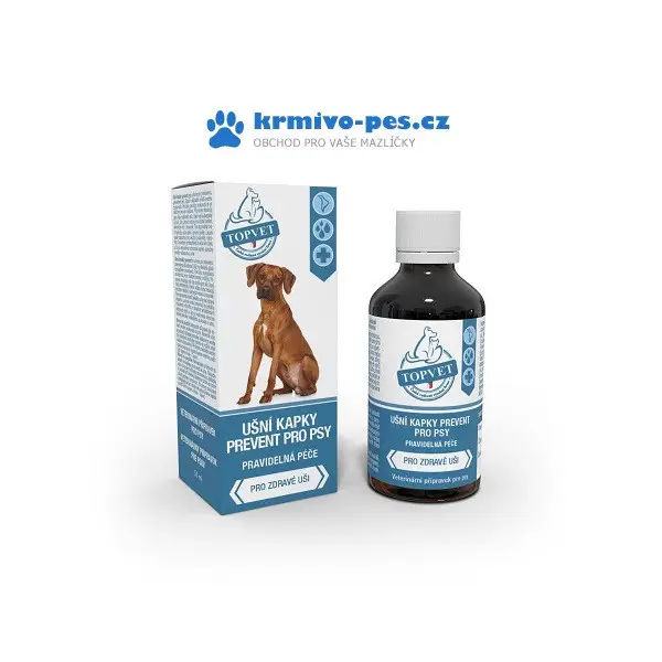 Ušní kapky Prevent pro psy TOPVET 50ml Originální