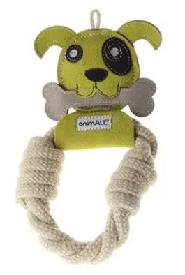 Zlevněný Hračka pes animALL Pes s kruhem kůže, barevný 25x16cm