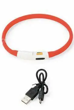 Super Cena Obojek USB Visio Light LED nabíjecí 35cm červený KAR