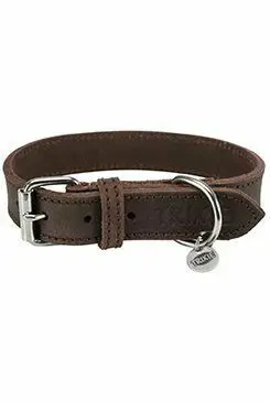 Obojek kožený Rustic M-L 42-48cm/25mm tm.hnědý TR Super Cena
