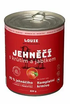 Cenově Výhodný Louie Dog konz. Jehněčí s krůtím,jablk.prebiotiky 800g