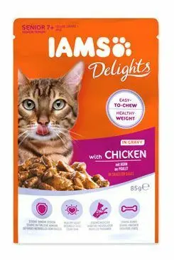 Horká Nabídka Iams Cat Senior Delights kapsa Chicken in gravy 85g