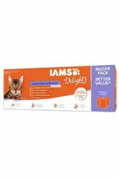 Jen Po Omezenou Doba Iams Cat Adult Delights kapsa Land&Sea in gravy 48x85g