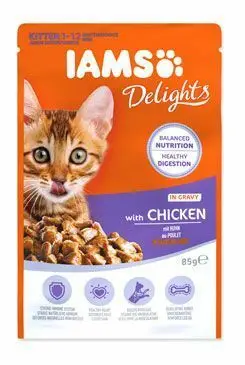 Iams Cat Kitten Delights kapsa Chicken in gravy 85g Nejprodávanější