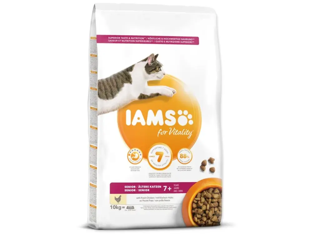 IAMS for Vitality Senior Cat Food with Fresh Chicken 10kg Top Prodej