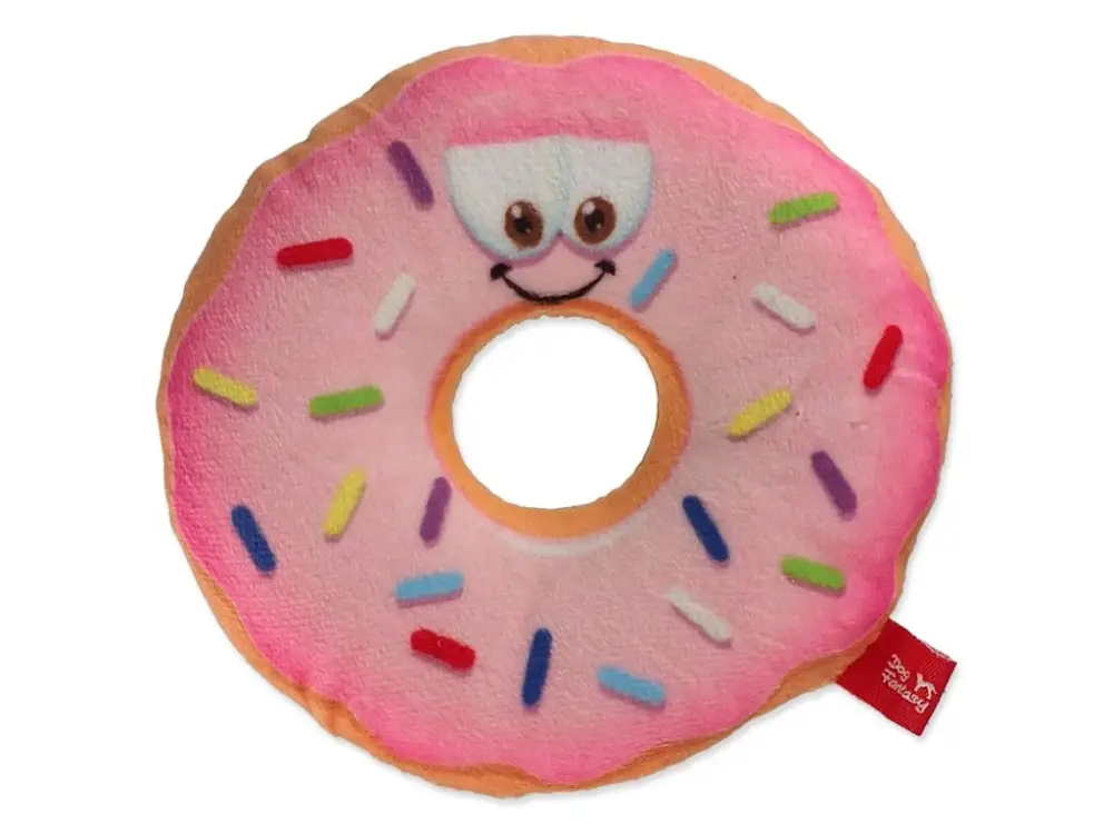 Cenově Výhodný Hračka DOG FANTASY donut s obličejem růžový 12 cm